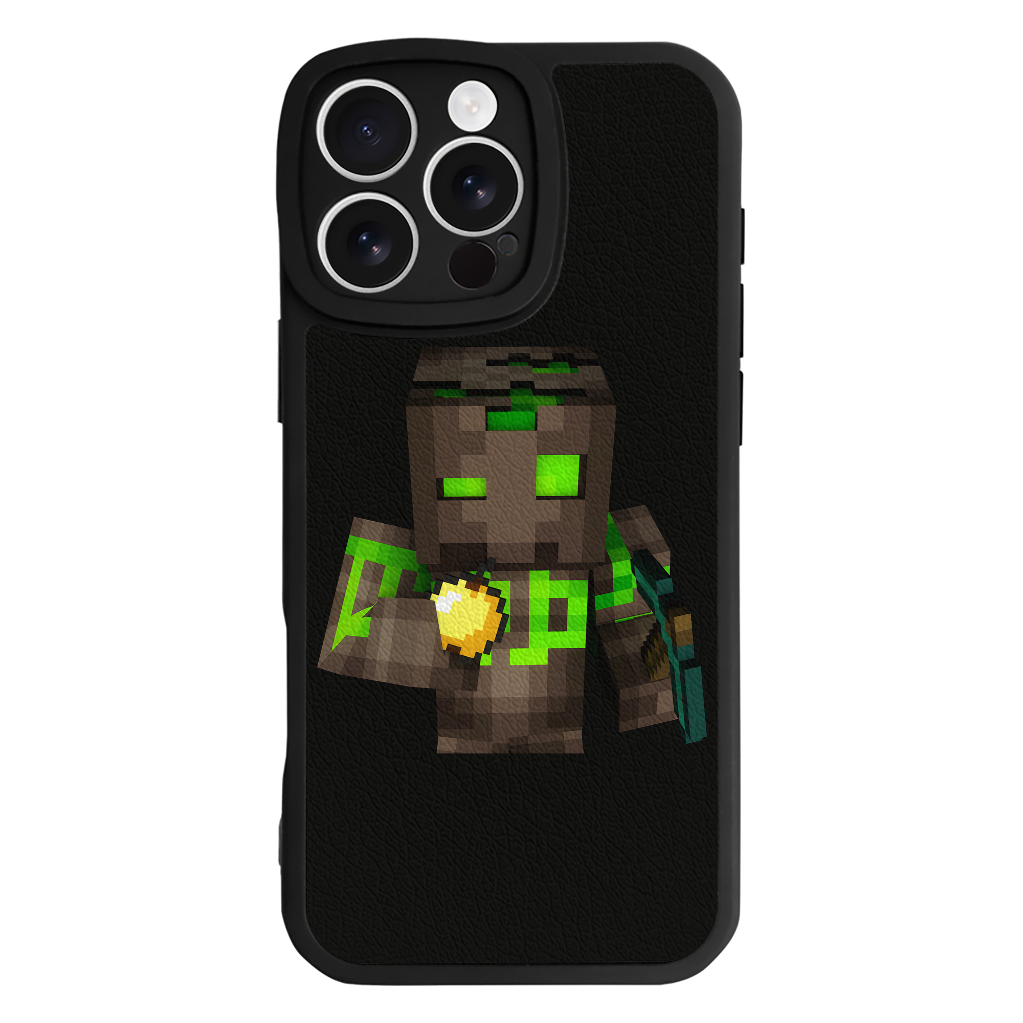 （画像用） マインクラフト ブロックの世界 Minecraft MC Block world 【iPhone 16シリーズ対応】シリコンスマホケース（レザー調） 材質：シリコン